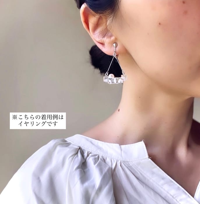 淡水パールとお米のブランコピアス